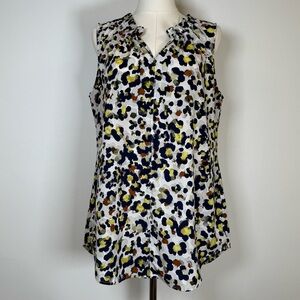 CAbi ‘Fierce’ Top Blouse Ruffle V-Neck Relaxed Fit Sleeveless Womens Size Large